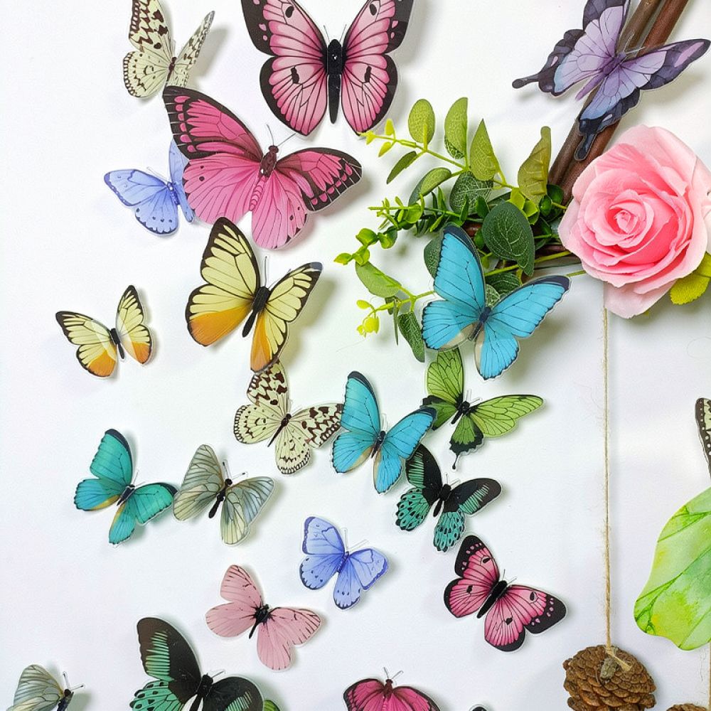 Art And Craft For Nursery - 인공 나비 PVC 벽 장식 스티커,