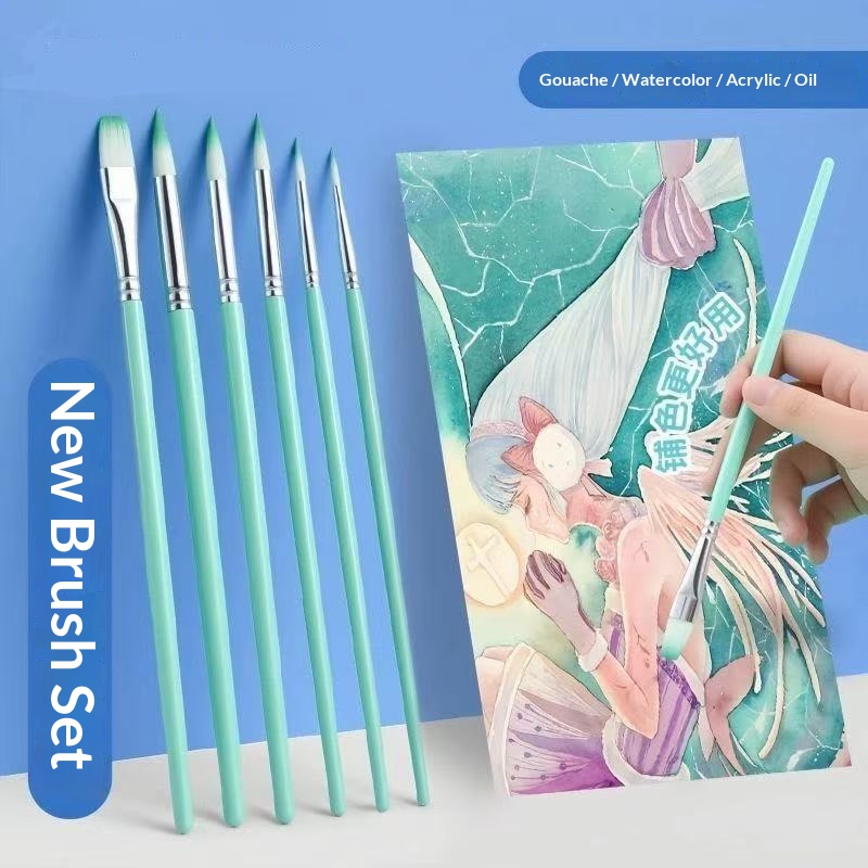 6 Pcs 세트 나일론 헤어 수채화 아크릴 페인팅 브러 - Gouache Paint Set 리뷰 및 가격