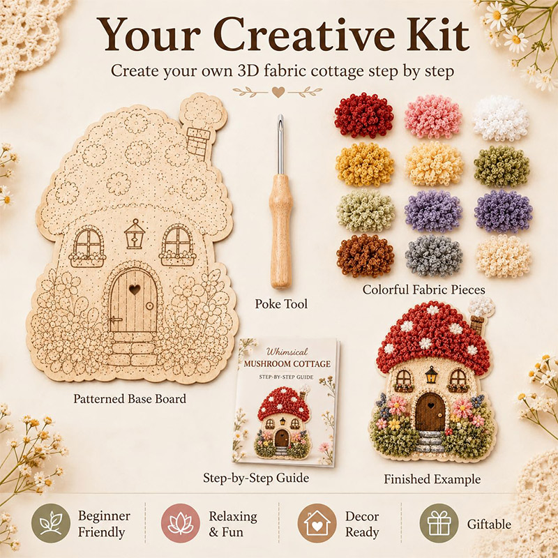 3D 버섯집 포케 아트 DIY 키트 패브릭 펀치 니들  - Art Craft Kit 리뷰 및 가격